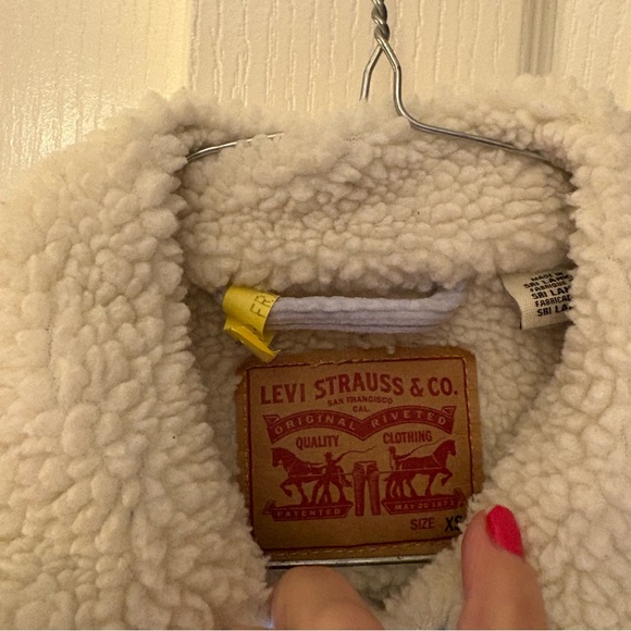 Light blue Levi Strauss ex-Boyfriend Trucker Jacket XS Corduroy Sherpa Lined - Picture 4 of 7